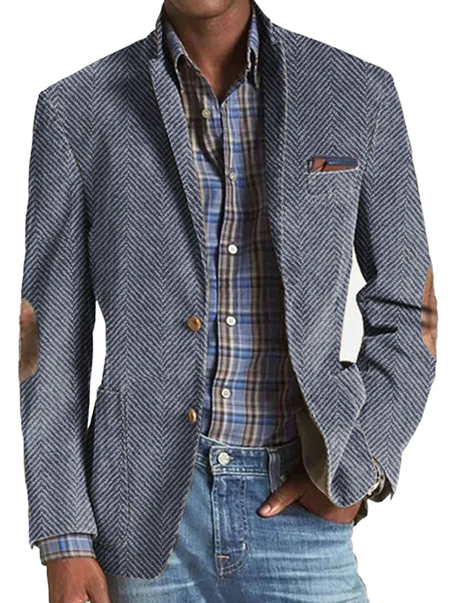 Samuel | Casual Herringbone Pattern Suede Blazer