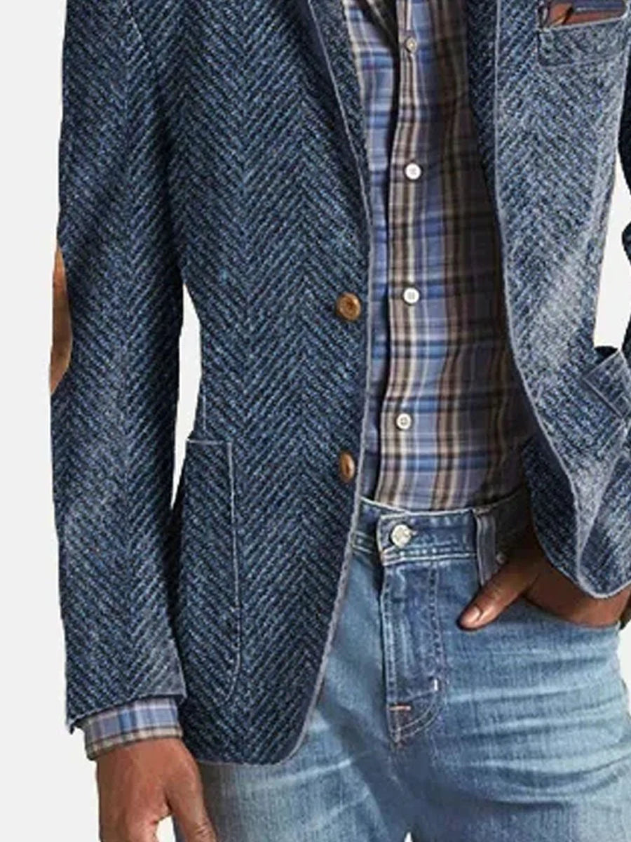 Samuel | Casual Herringbone Pattern Suede Blazer