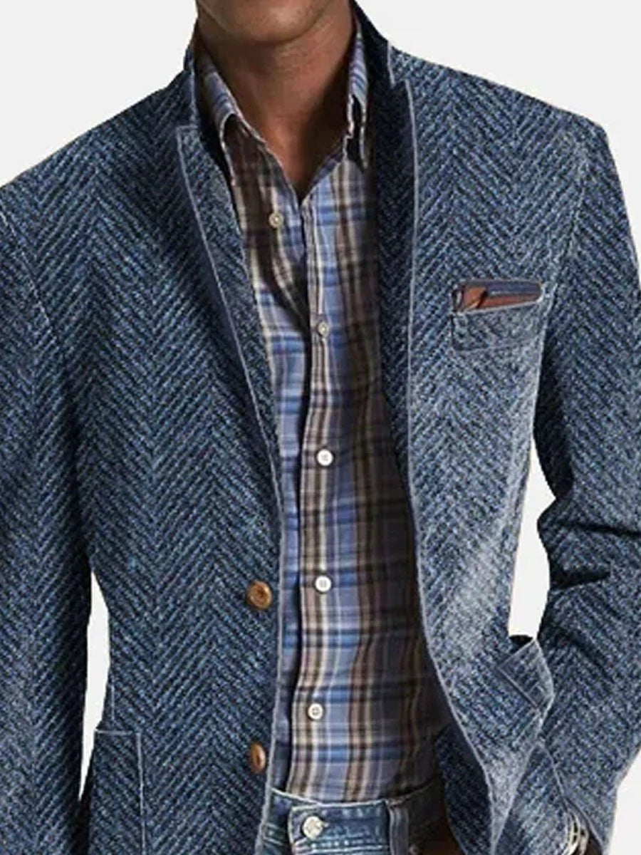 Samuel | Casual Herringbone Pattern Suede Blazer