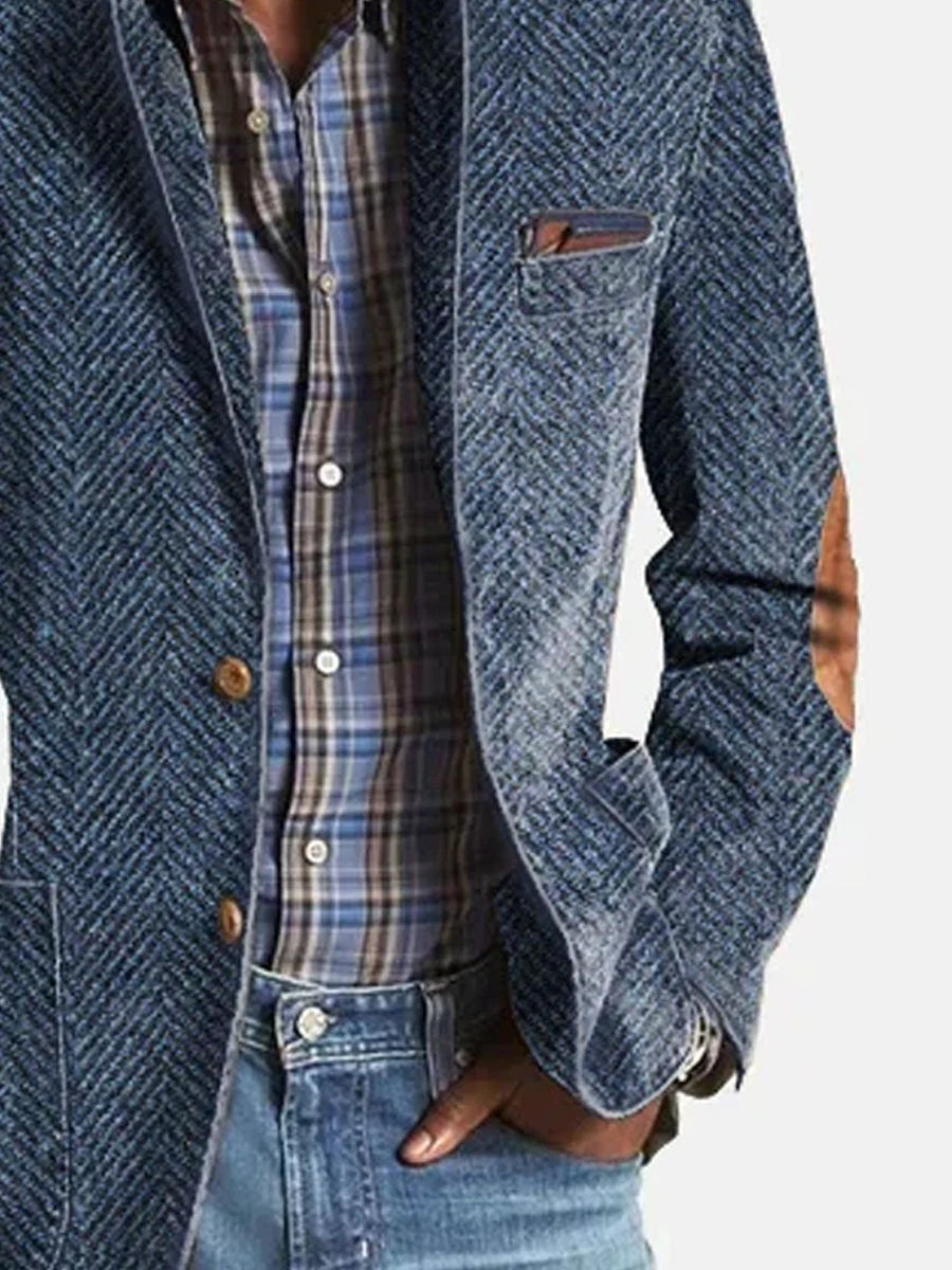Samuel | Casual Herringbone Pattern Suede Blazer