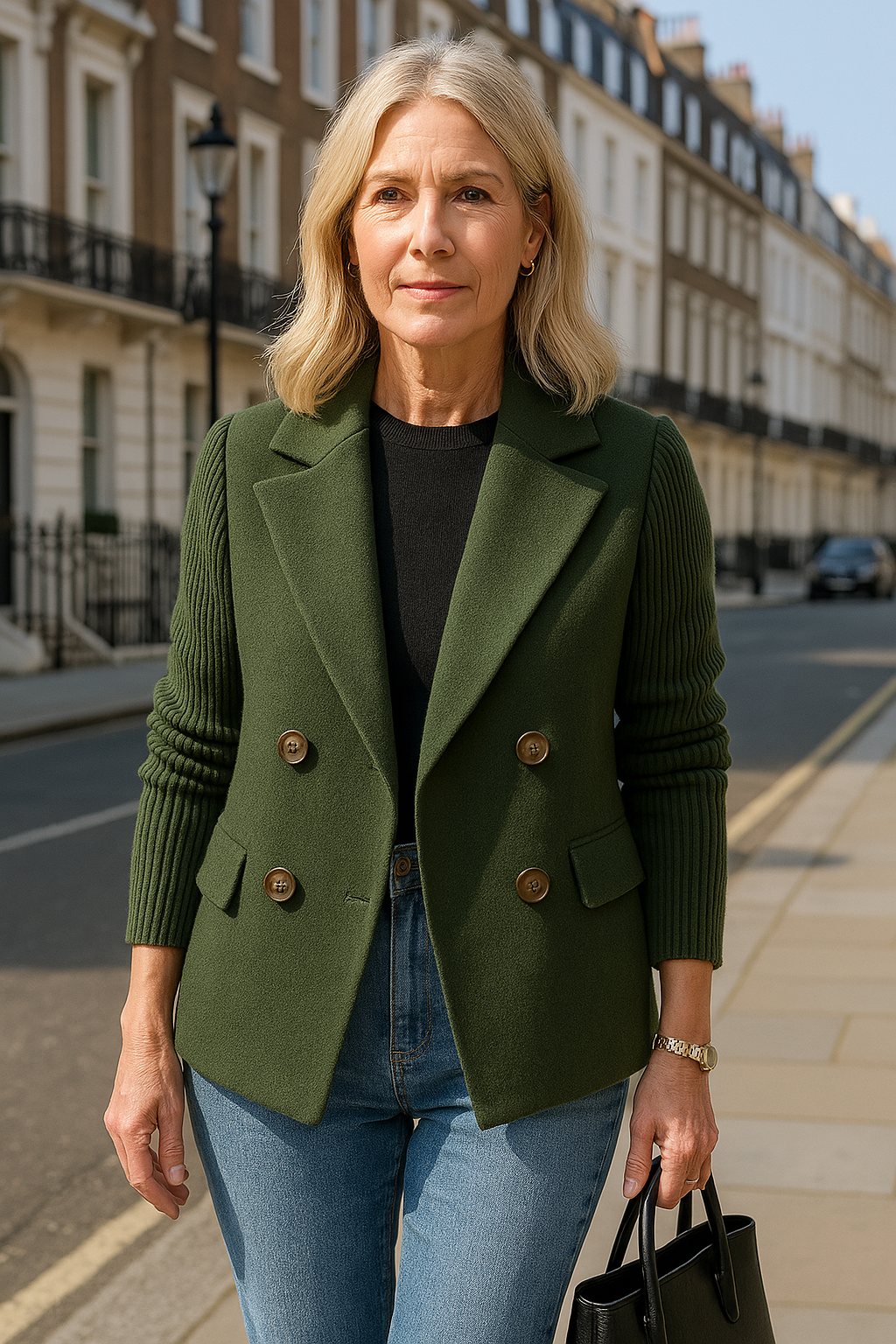 SORELLE™ - Elegant Knit-Sleeve Blazer