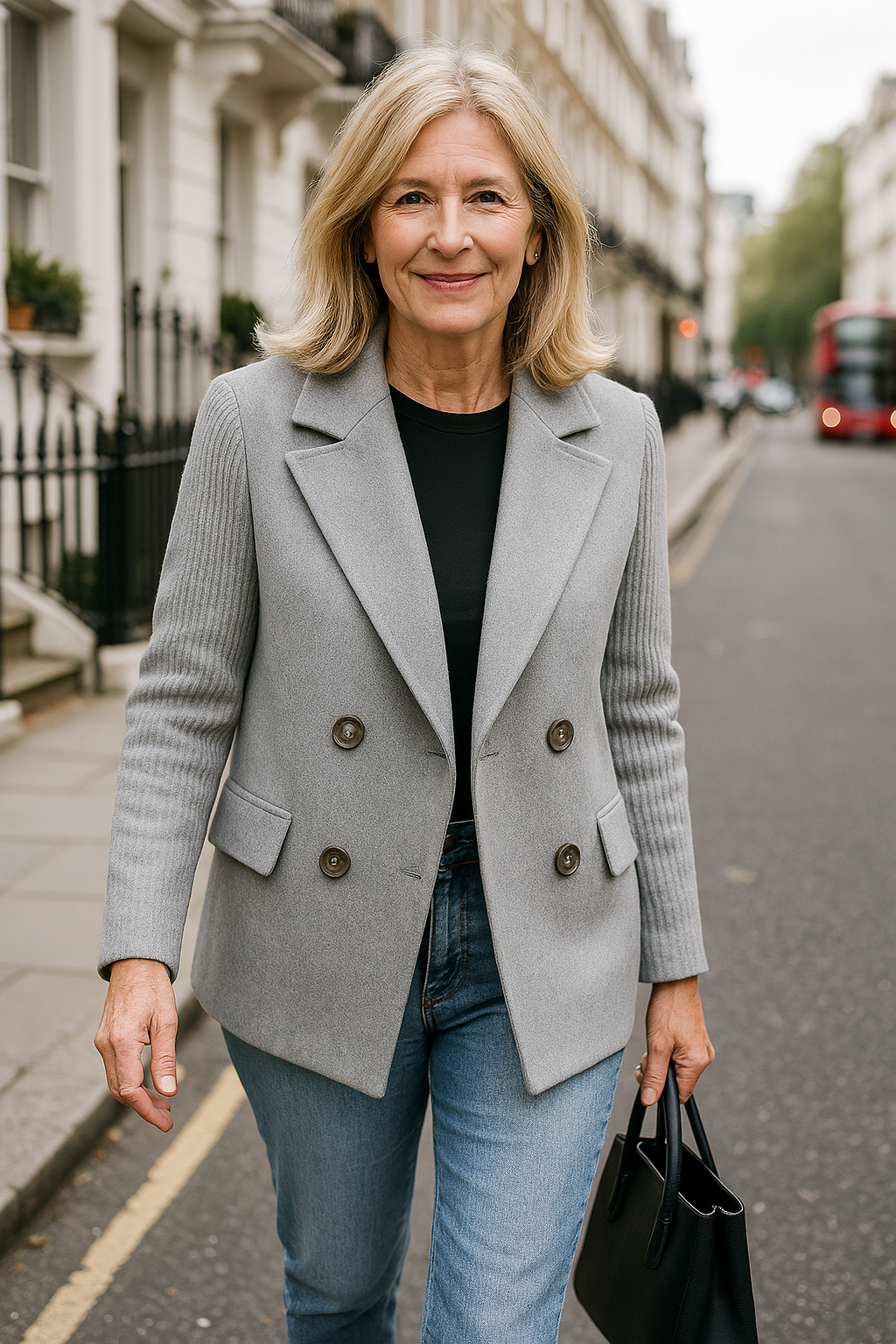 SORELLE™ - Elegant Knit-Sleeve Blazer
