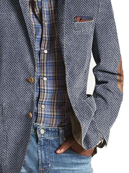 Samuel | Casual Herringbone Pattern Suede Blazer