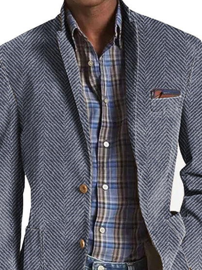 Samuel | Casual Herringbone Pattern Suede Blazer
