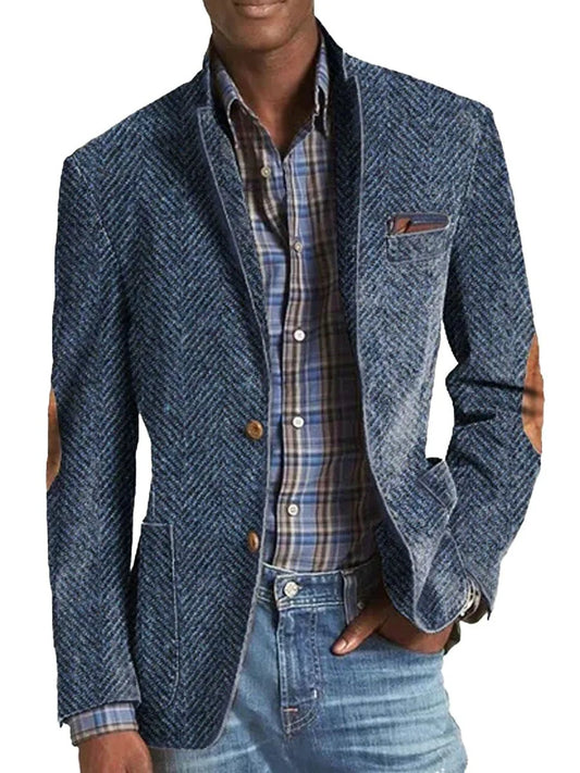 Samuel | Casual Herringbone Pattern Suede Blazer