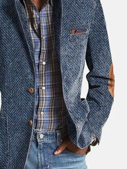 Samuel | Casual Herringbone Pattern Suede Blazer